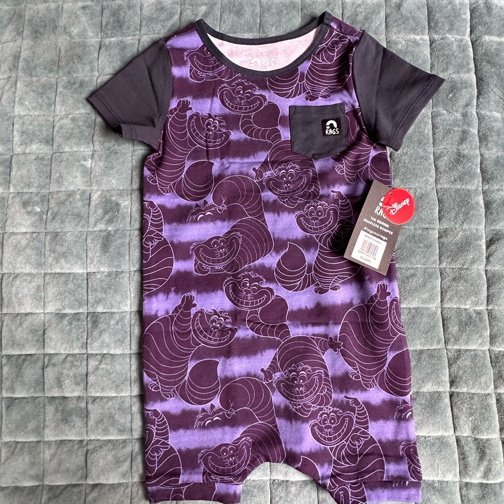 Rags Alice in Wonderland Cheshire Cat Short Sleeve Romper 18-24 Months NWT